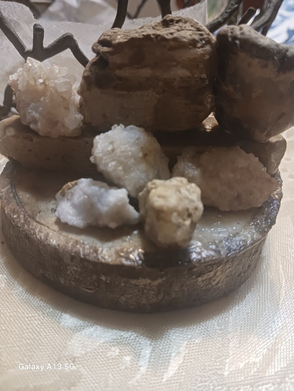 Decorative Natural Stone Decorative Accent Cluster in Beige and Cream - Handmade